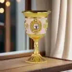 European Gemstone Rose Metal High Footed Wine Cup Wedding Toast Cup Household Wine Glass Holiday Gift – close-up detail