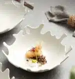 Nordic Coral Porcelain Salad Plate Abstract Irregular White Ceramic Dinner Plate Hotel Tableware Cooking Dishes Kitchen