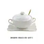 Embossed Ceramic Dessert Soup Bowl White Stew Cup Luxury Gold-plated Exquisite Soup Cup Porridge Bowl Tableware Kitchen