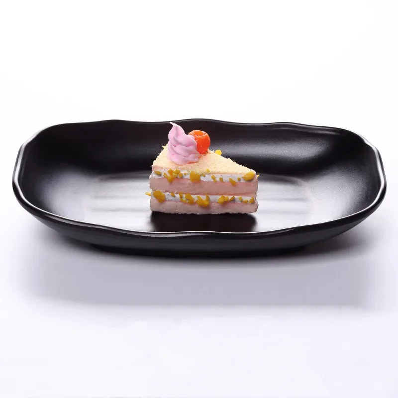 Black Frosted Oval Plastic code food Dinner Plate Melamine Tableware Picnic Barbecue Snack Plate Sushi Plate Creative Tableware