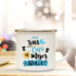 Best Grandfather & Grandmother In The World French Print Enamel Mugs Drink Milk Coffee Cup Camping Mug Gift for Abuelo