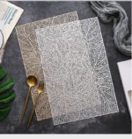 6/4pcs Rectangular Leaf Shape PVC Placemat Bronzing Hollow Table Mat Nordic Style Table Decoration Mat Tea Coffee Table Pad