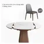 Slate Extendable Round Dining Table – angled view