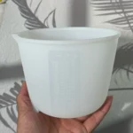 Flexible silicone measuring cup with printed scale for epoxy resin and candle making