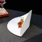 European White Striped Ceramic Dinner Plate Hotel Tableware Irregular Shaped China Plate Dessert Cooking Dishes Kitchen