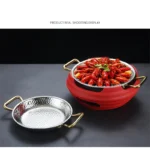 304 stainless steel Spanish seafood rice pot Commercial crayfish plate Flat bottom stewed rice pot Double ear frying pan