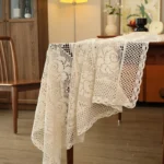Rectangular Hollow Out Knitted Tablecloth Rural Retro Cotton Thread Crochet Dining Table Cover Lace Tea Table Cloth Table