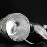 GIEMZA Relief Metal Container 1pc Tall Pan Flower Thailand Tableware Soup Container Southeast Asian Rice Pot with Spoon