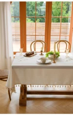 Nordic Cotton Linen Fabric Rectangular Tablecloth Dust Proof Table Cover Small Fresh Waterproof Embroidered Dining