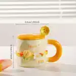 Girls Household Lovely Flower Ceramic Cup with Lid Spoon Advanced Mug Tulip Cup – angled view