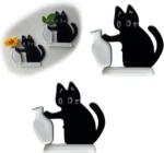 Refrigerator Magnets Black Cat Pushing Vase Decor Cat Whisker Collection Memorial Box Fridge Magnet Home Office Decor For