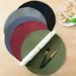 4pcs/set Christmas Placemat Round Braided Placemats Washable Non-Slip Place Mats Festival Table Decoration