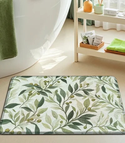 Luxury Floral Bath Mat - Extra Thick & Quick Dry Sponge - Super Absorbent, Skin-Friendly, Non-Slip Bathroom Rug