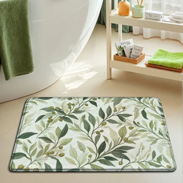 Luxury Floral Bath Mat - Extra Thick & Quick Dry Sponge - Super Absorbent, Skin-Friendly, Non-Slip Bathroom Rug