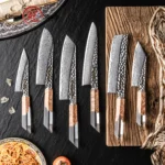 GRANDSHARP Kitchen Knife Set 1-6 Pcs 67 Layers Damascus Steel AUS10 Core Blade Transparent Resin&Wood Handle for Cooking