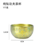 D2 Pure Titanium Double-layer Small Tea Cup Coffee for Outdoor Camping coffee and Tea Tableware Set Brewing Tea Cup 50ML