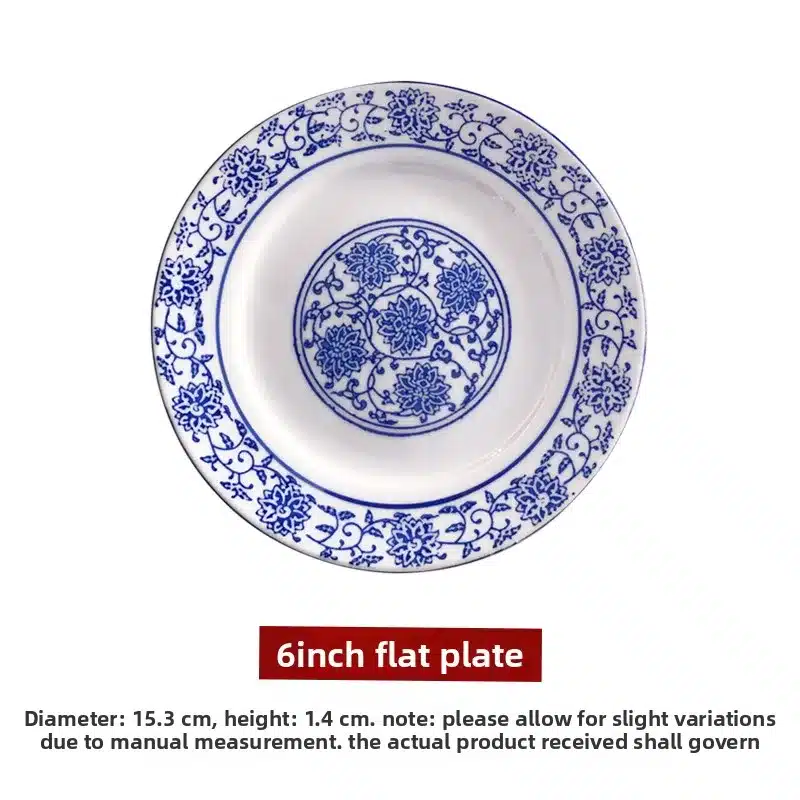 Chinese Sle Cerc Blue And White Dinnerware Set Thiened Bone Bowl Plate Tea Cup Spoon Four-Piece Table Setting