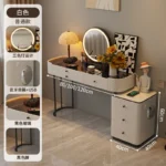 Modern dressing table with mirror and two drawers in white painted finish for bedroom use