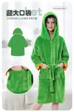 Blue Dinosaur Bath Robe for Boys 3 4 5 6 7 8 9 10 11 12 Years Shark Kids Bath Towel Robe Kigurumi Winter Baby Girls Bathrobe