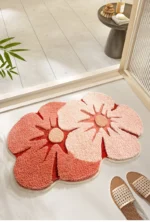 Forest Flower non slip bath mat with 3D clustered design in bathroom