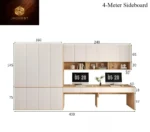 Solid wood desk with wardrobe and bookshelf combo for home office – Goldoma