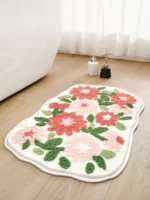 Creative Flower Bath Mat Home Bathroom Decoration Rug Thickened Flocking Super Fiber Carpet Absorbent Foot Mat Anti-slip