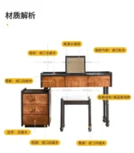 Goldoma ash wood dressing table with mirror and six drawers in a bedroom setting