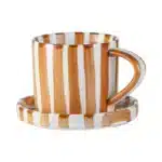 Simple Striped Ceramic Teacup Hotel Café Porcelain Coffee Cup 280ml Office Mug Breakfast Bread Dessert Mug Gift Table