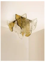 Amber / Gray Ice Slice LED Glass Ceiling Lights Bedroom Hallway Ideal Lampara Techo Ceiling Chandelier Novel Modern