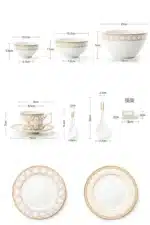 Delicate Bone China Bowl Saucer Luxury Gold-plated Dinner Plate Coffee Cup Hotel Restaurant Dinnerware Dinner Cooking Fish