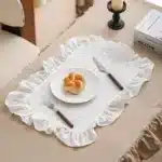 4PCS Cloth Napkins Round Placemat 100% Cotton Vintage Wedding Table Decoration Reusable for Kitchen Dinning Christmas Table