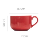 750ml Large Capacity Ceramic Milk Coffee Mug With Spoon Breakfast Oatmeal Milk Tea Ceramic Cup Instant Noodles Bowl For