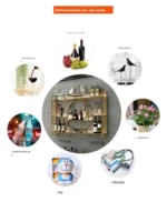 Wall Mount Wine Rack Bottle Wine Bar Cabinet Holder Adapt Single Miniature Black Cup Glass Storage Wine Cabinet Decor Szafeczki - Image 16