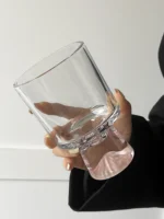 Pink Mountain Glass Cup Creative High Foot Drink Cup Coffee Cup Sweet Cone Cup Wine Cup Elegant Sensation Unique Small Batch