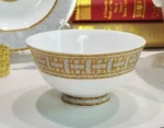 Newest Mosaic Patterned Grid-Shaped Dinner Plate Coffee Cup & Saucer Set Bone Coffee Sets Glasses Gold Outline Plates