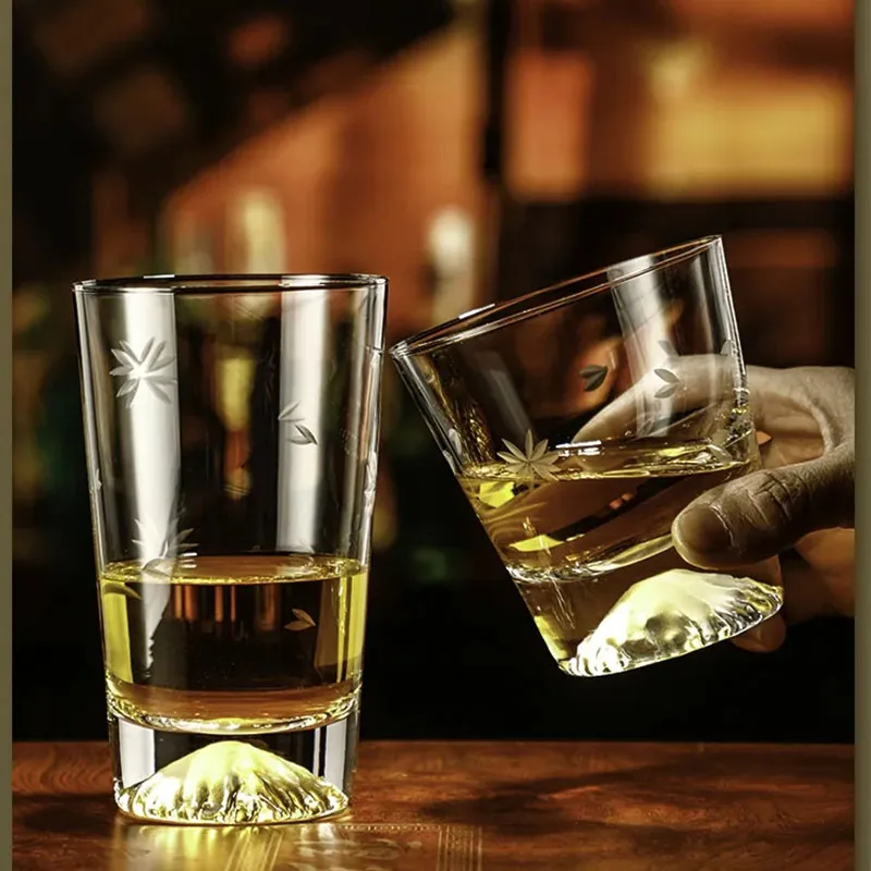 2/1Pcs Transparent Snow Mountain Cup Japanese Mount Fuji Whisky Glass Cup Breakfast Milk Drink Beer Wine Fruit Juice Cups Gift