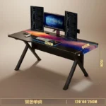 Ergonomic Large Gaming Desk, K-Shaped Gaming Table, PC Gaming Workstation Home Office Desks, Space-Saving, Easy to Assemble