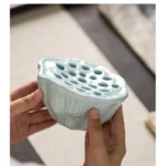 1pc Lotus Ceramic Vase Flower Pot Planter Water Pot Buddhist Mood Tea Set Waterproof Floral Arranging Pot for Home Office