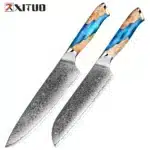 XITUO Damascus Kitchen Knife Set HighQuality 1-7PC Japanese VG10 Steel Chef Knife Cleaver Santoku Boning Fruit Knife Blue