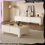Nordic wood TV stand with drawers in a modern living room corner, featuring clean lines and ample storage