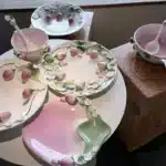 Strawberry Series Relief Ceramic Tableware Dim Sum Plate – top view