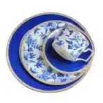 European Klein blue hibiscus bone porcelain plate ins wind European household high-end tableware housewarming gift box – top