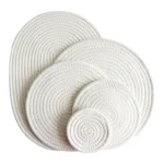 Rope Woven Thermal Insulation Placemat, Home Kitchen Cotton Meal Mat, Dining Table Decor, Cup Coaster, Pot Pad, Europe,