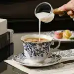 Ceramic Coffee Cup English style blue and white porcelain coffee cup with dish set Ceramic retro European afternoon tea mug