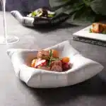 INS Creative White Hotel Square Plate, Ceramic Cold Dish, Artistic Conception Tableware, New Products – side view