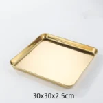 Golden Square Stainless Steel Food Service Tray plate set Nonstick Bakeware Fruit Cookie Bread Plate Kitchen Storage Container - Image 14