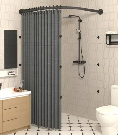 Toilet Non-porous Corner Magnetic Folding Invisible Shower Curtain Waterproof and Mildew-proof Thickened Shower Partition