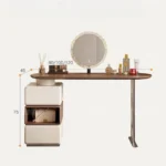 Modern white dressing table with LED mirror and storage drawers