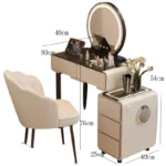 Goldoma modern minimalist dressing table with mirror and six drawers in a bedroom setting