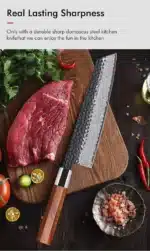 TURWHO 8.2" Japanese Kiritsuke Knife Damascus Steel Hand Forged VG10 Chef Knife Kitchen Sharp Professional Cleaver Cooking